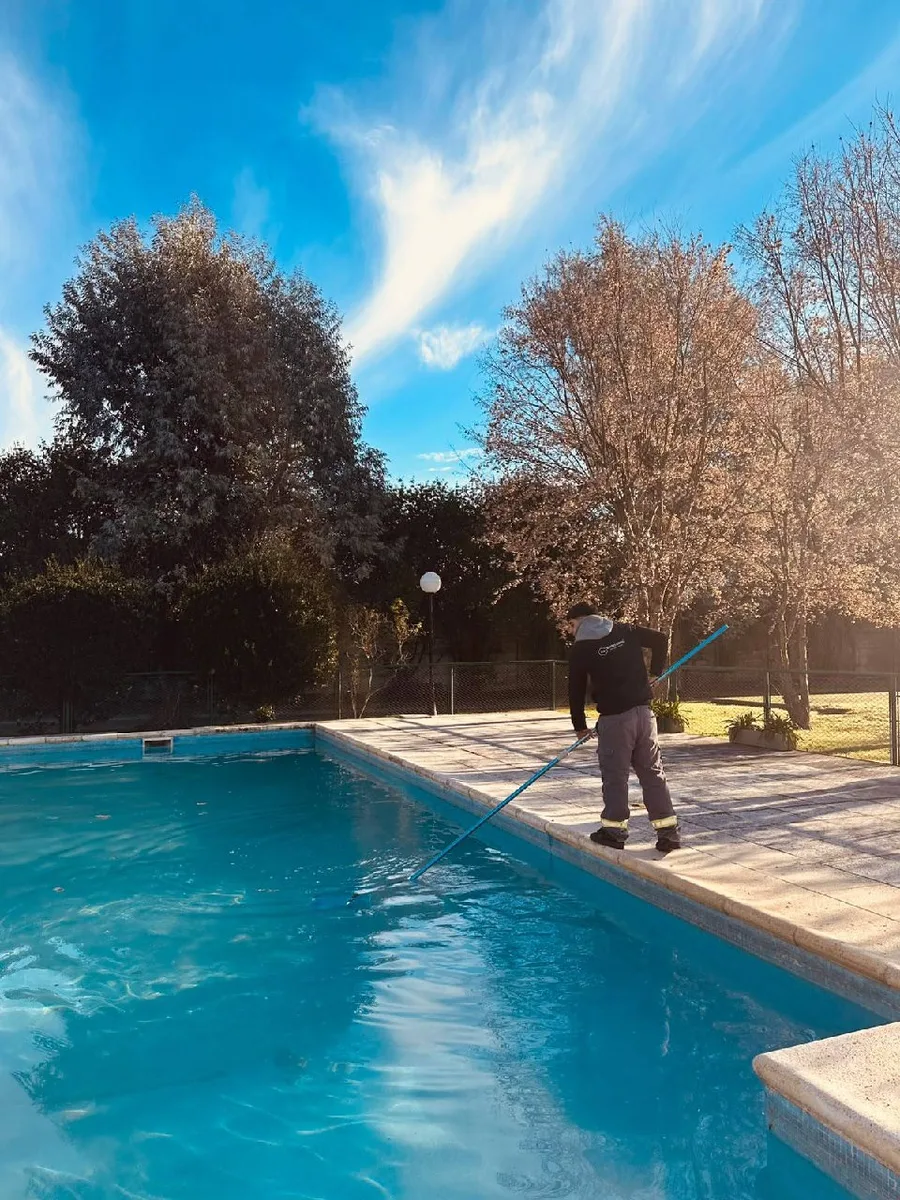 Limpieza de piscina con sacahojas